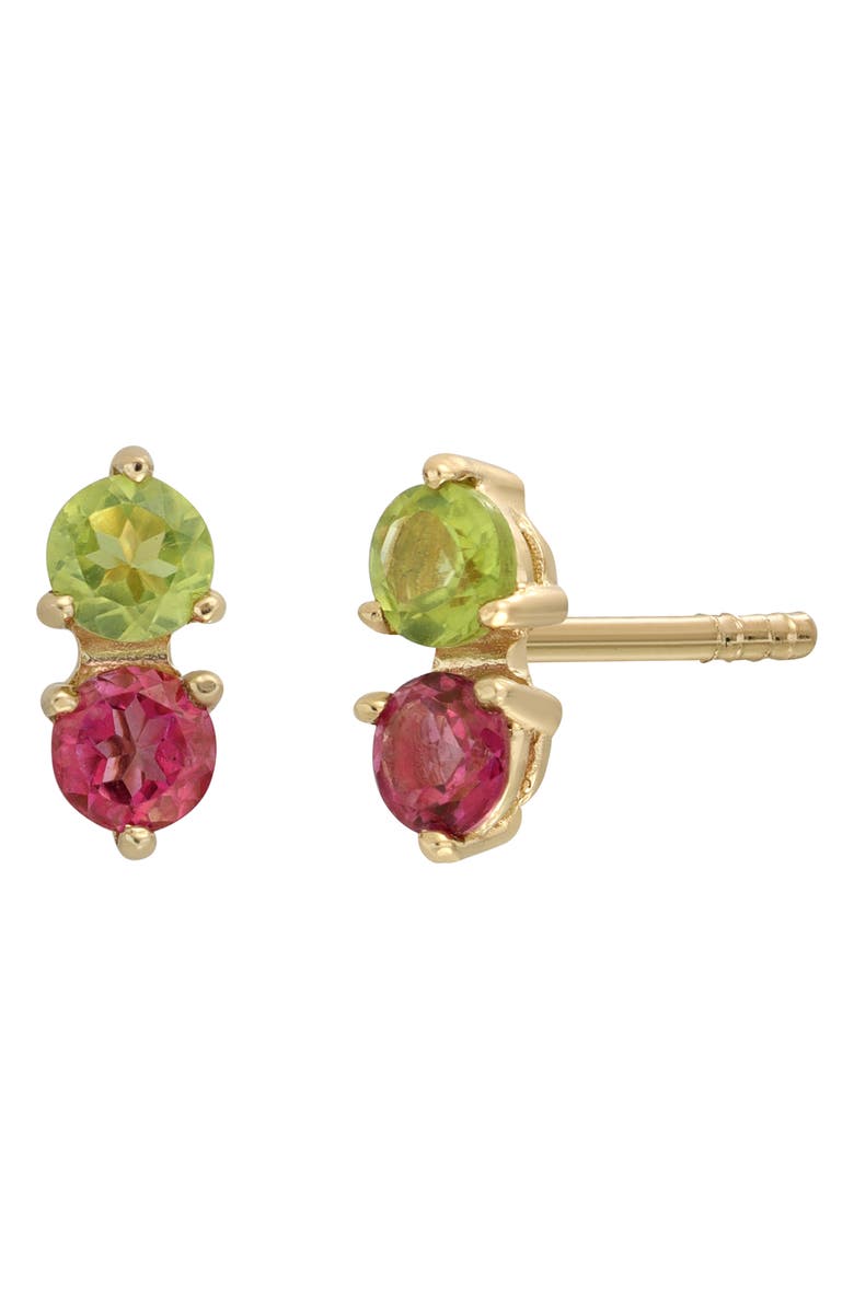 Bony Levy 14K Gold Peridot & Pink Topaz Stud Earrings, Main, color, 