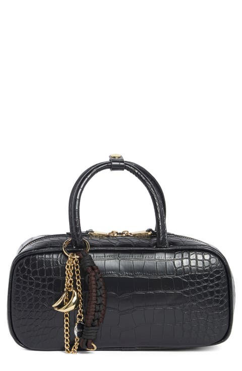 Flyn Croc Embossed East/West Handbag