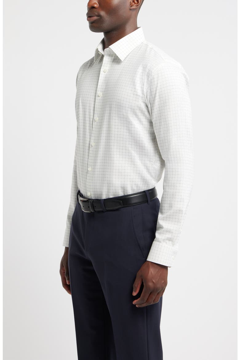 Trim Fit Neat Premium Performance Twill Dress Shirt, Alternate, color, WHITE ALESSIO GEO