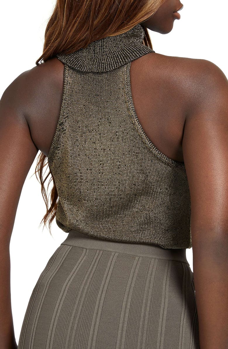 GUESS Hadria Metallic Sleeveless Turtleneck Sweater, Alternate, color, 