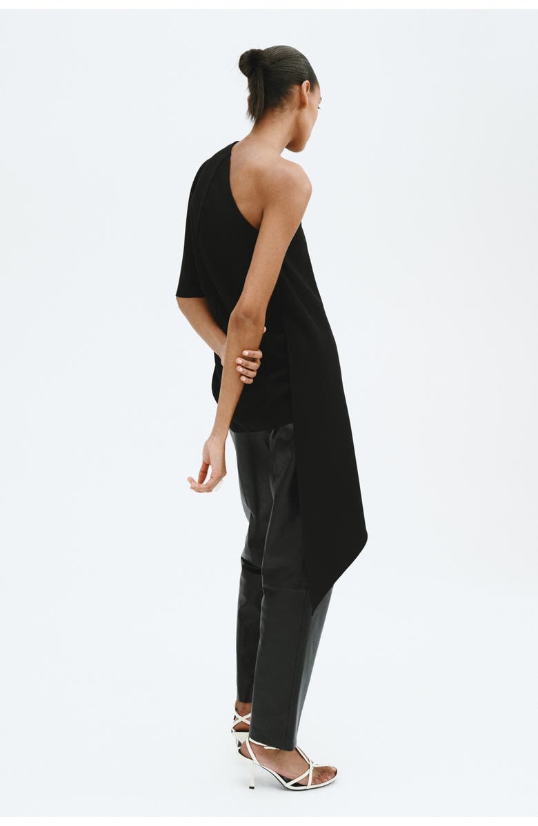 H&M One-shoulder Cape Top, Alternate, color, Black