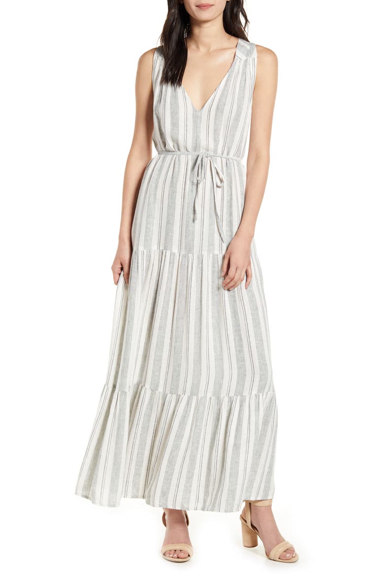 Rosemary Sleeveless Maxi Dress, Main, color, NAVY STRIPE