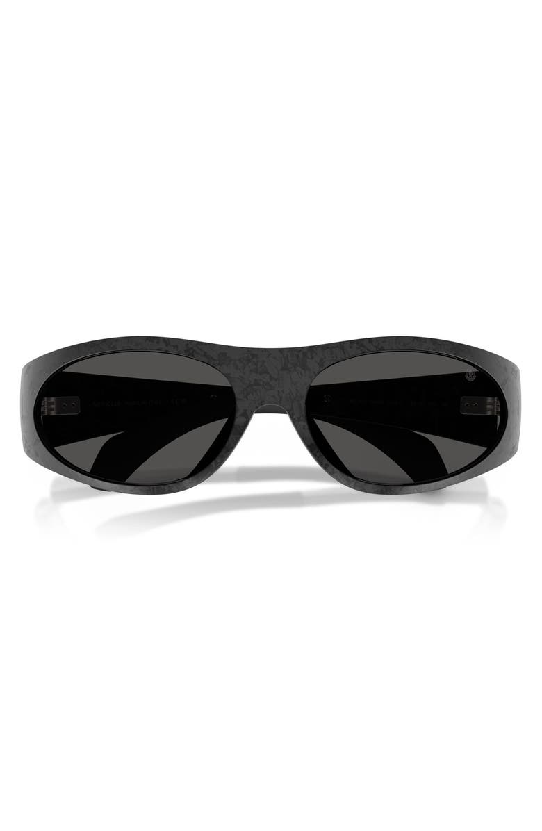 Moncler Inara 64mm Oversize Oval Sunglasses, Alternate, color, Black Carbo / Dark Grey Solid