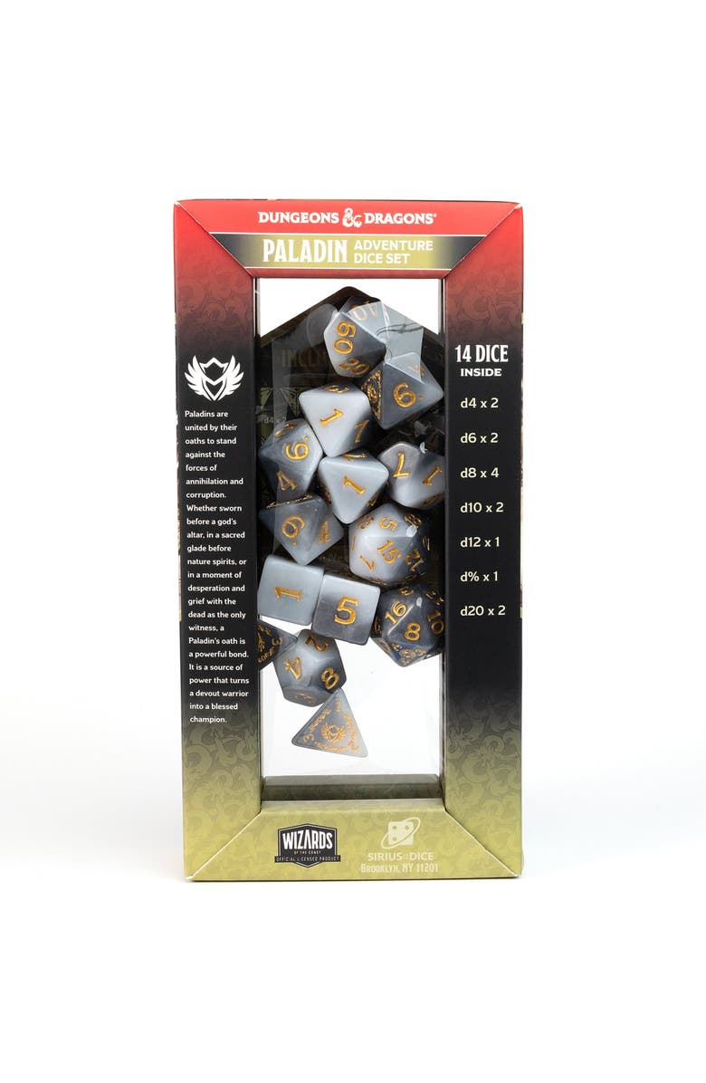Dungeons & Dragons Adventure Dice Paladin 14 Piece Die Set, Alternate, color, Multicolored