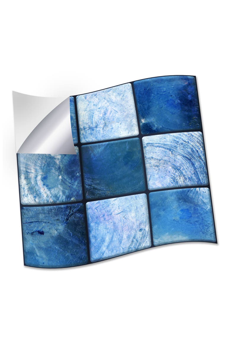 Pearl Blue Tile Wall Decal, Alternate, color, BLUE/ BLACK
