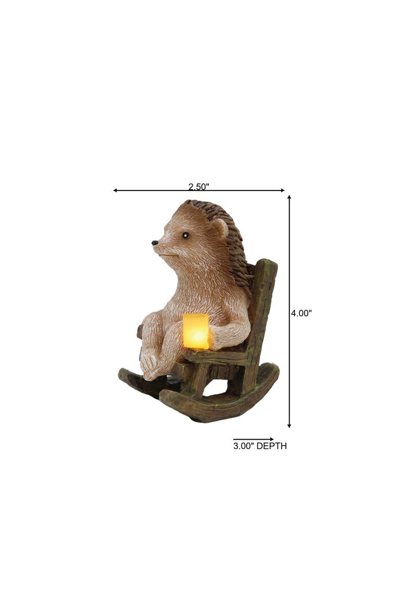 Resin Hedgehog in Chair with LED Multicolored for Spring Tabletop Lighting, Alternate, color, Multicolored