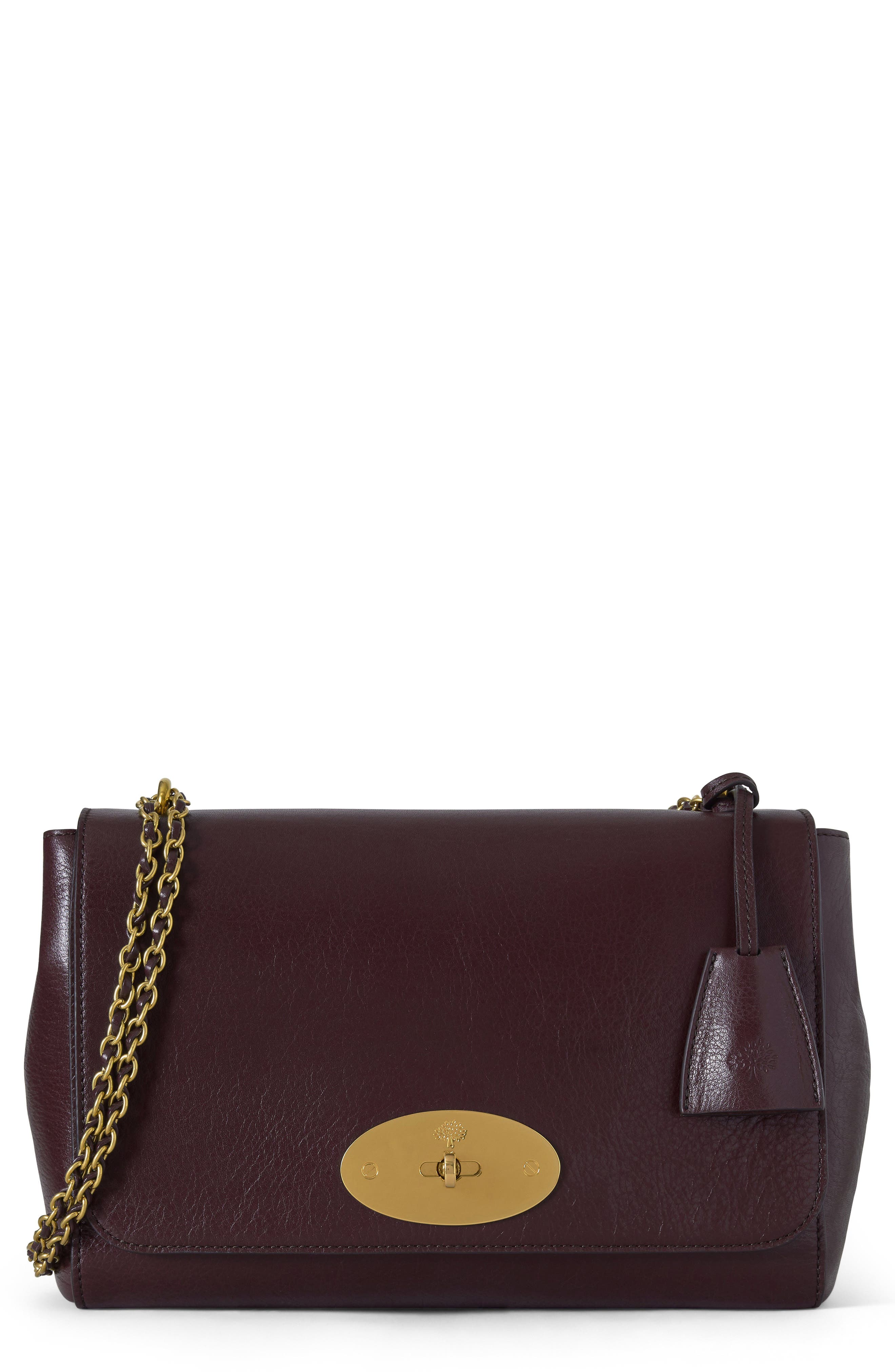 Mulberry Medium Lily High Shine Leather Shoulder Bag, Main, color, Oxblood