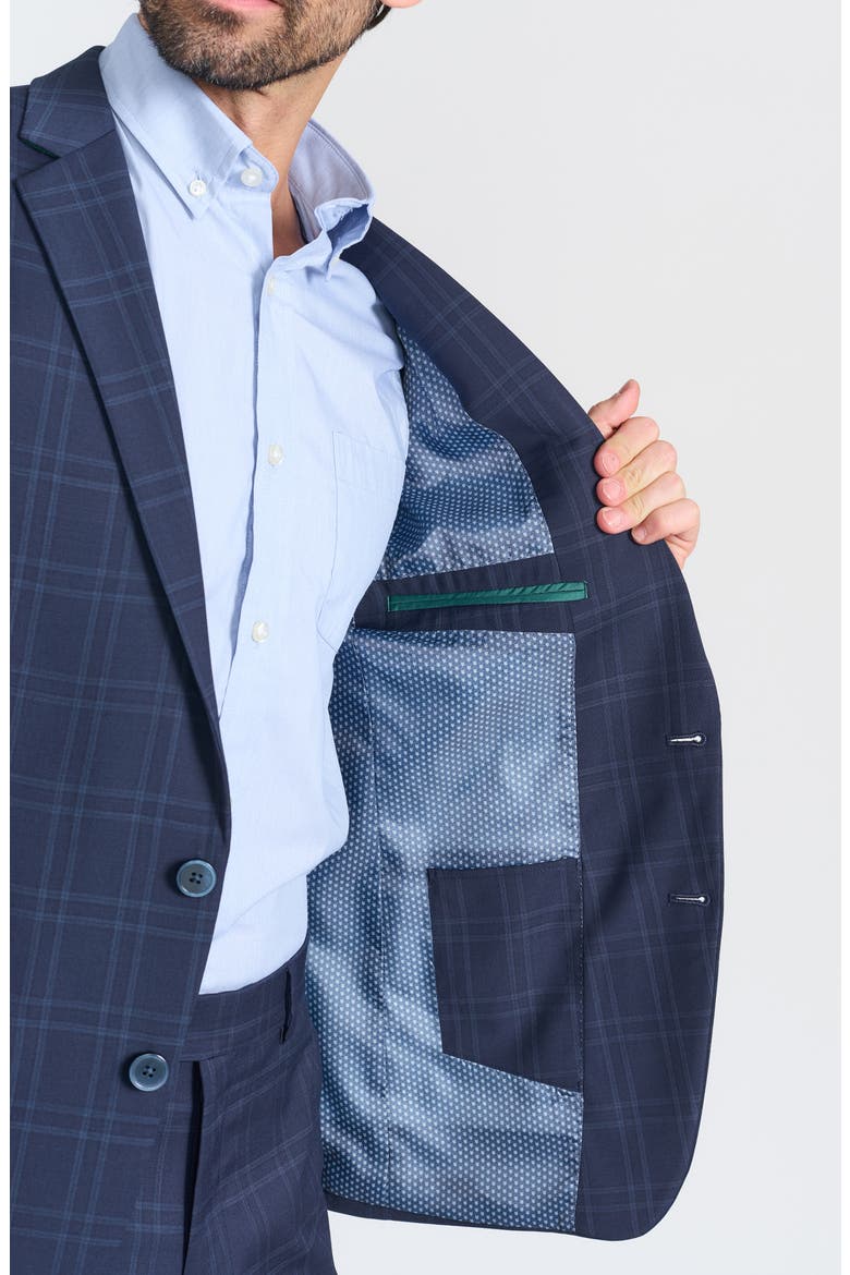 Navy Windowpane Plaid Wool Blend Suit, Alternate, color, NAVY