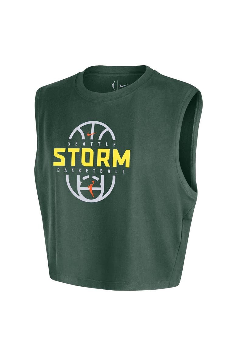 Women's Nike Green Seattle Storm 2026 Authentic On-Court Sleeveless Cropped T-Shirt, Alternate, color, Green