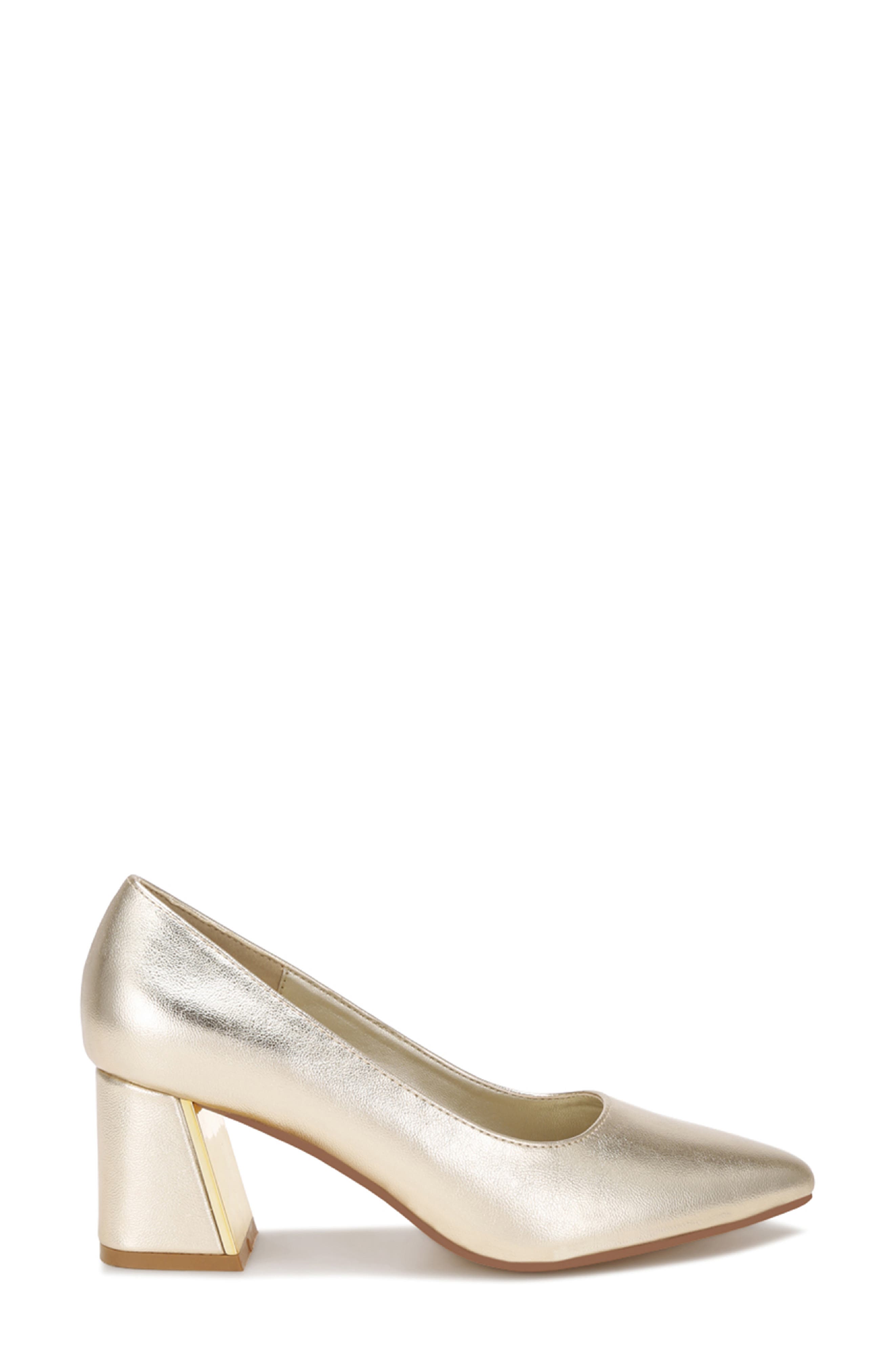 Cosma Block Heel Pump, Alternate, color, GOLD METALIC