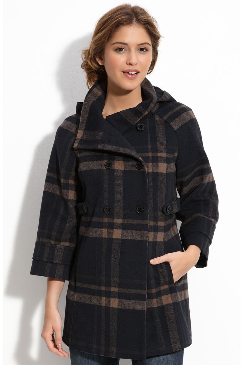 Plaid Wool Coat, Main, color, CAMEL/ NAVY