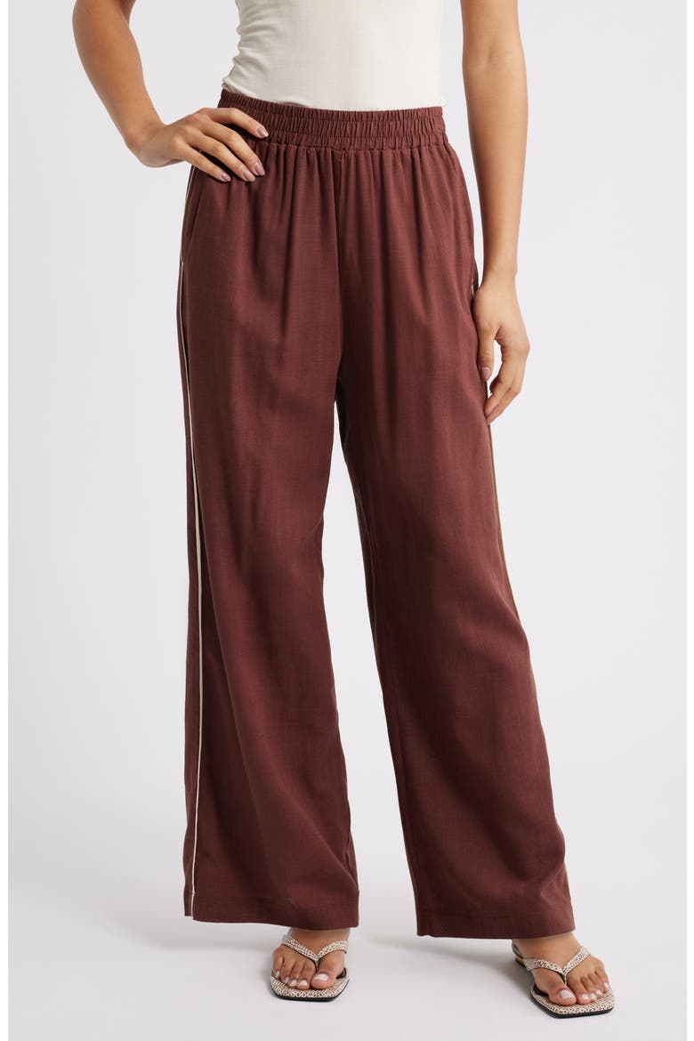 Dalton Cotton & Linen Pants, Main, color, BROWN CREAM