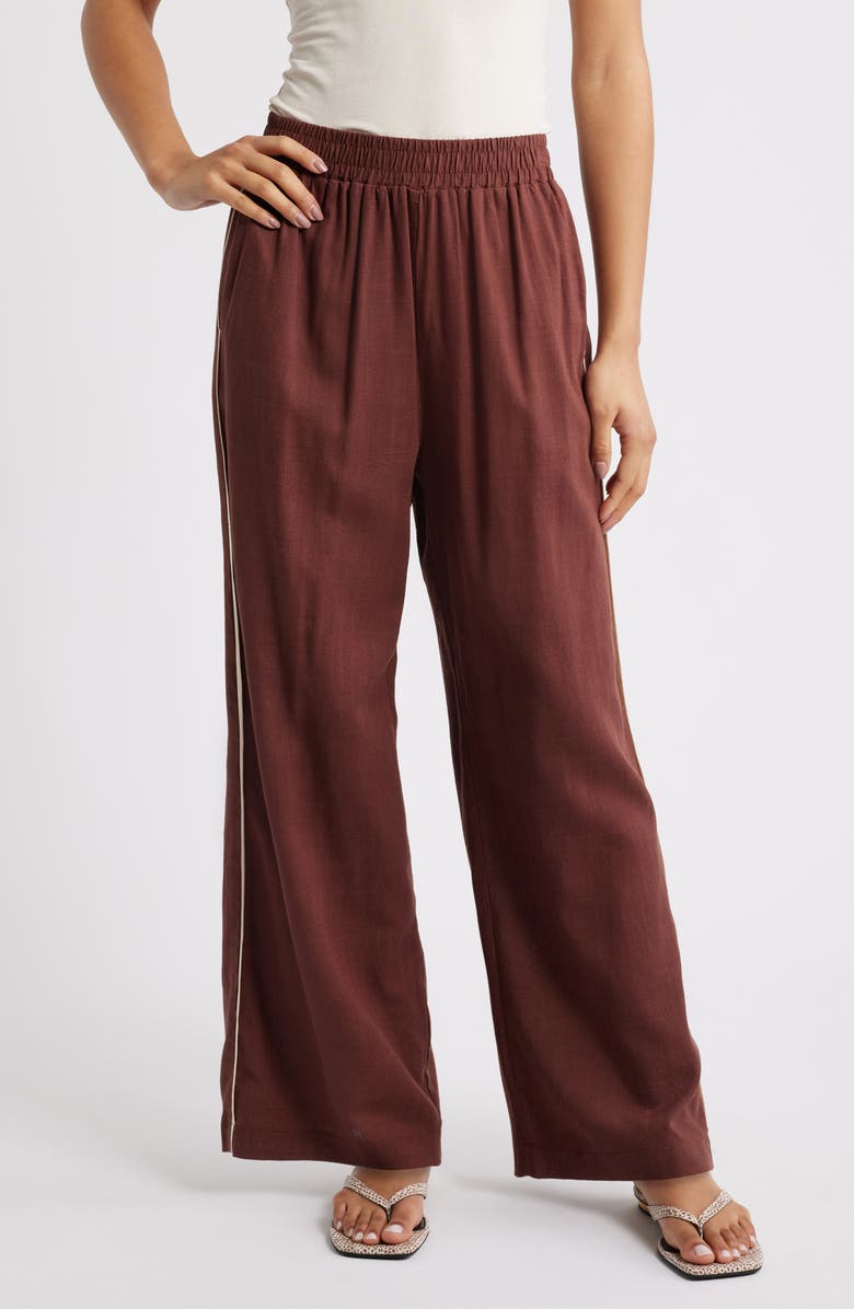 Petal & Pup Dalton Cotton & Linen Pants, Main, color, Brown Cream