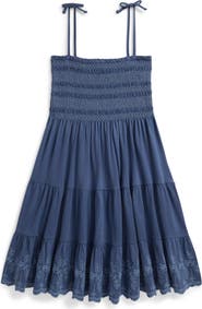 Polo Ralph Lauren Kids' Smocked Bodice Tiered Cotton Jersey Sundress