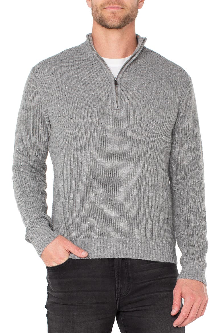 Quarter Zip Sweater, Main, color, LIGHT GREY