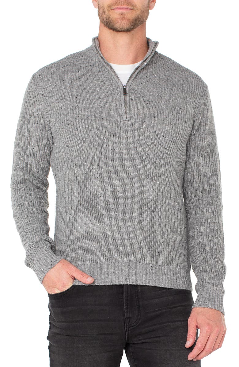 Liverpool Los Angeles Quarter Zip Sweater, Main, color, Light Grey