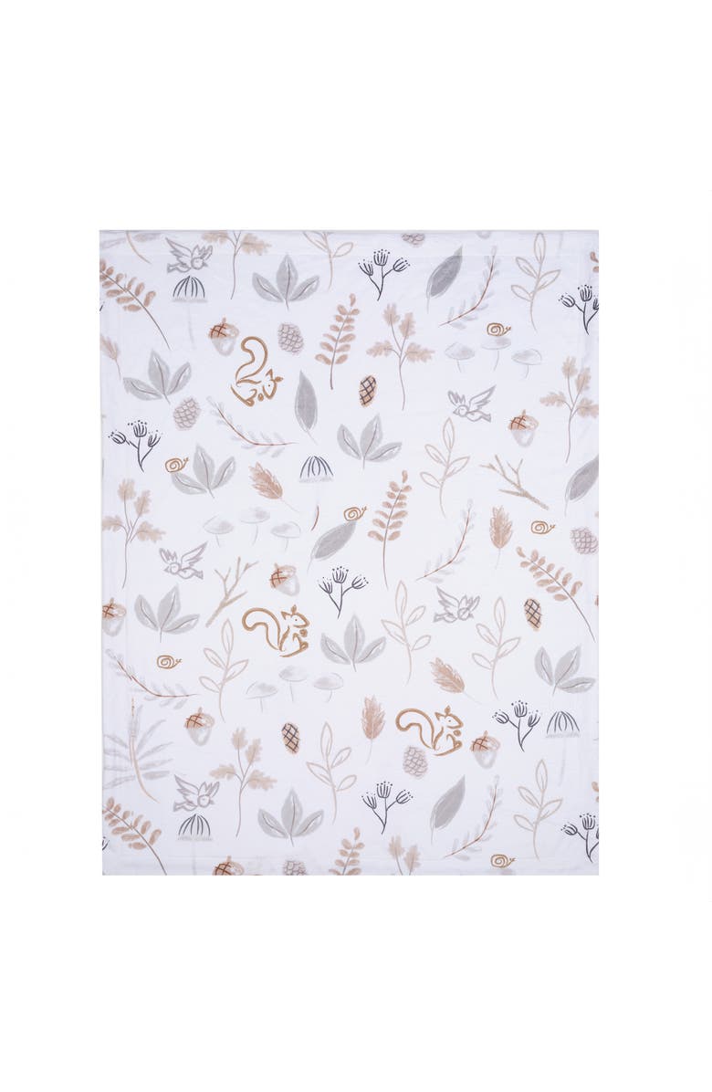 Lambs & Ivy Treetop Fox Woodland/Forest Minky/Faux Shearling Fleece Baby Blanket, Alternate, color, White
