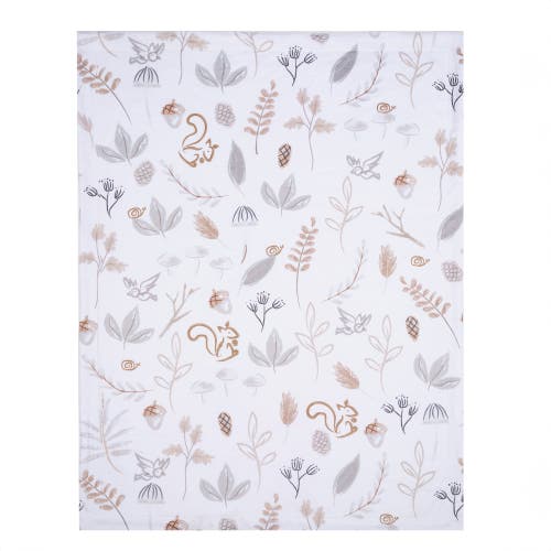 Lambs & Ivy Treetop Fox Woodland/forest Minky/faux Shearling Fleece Baby Blanket In White