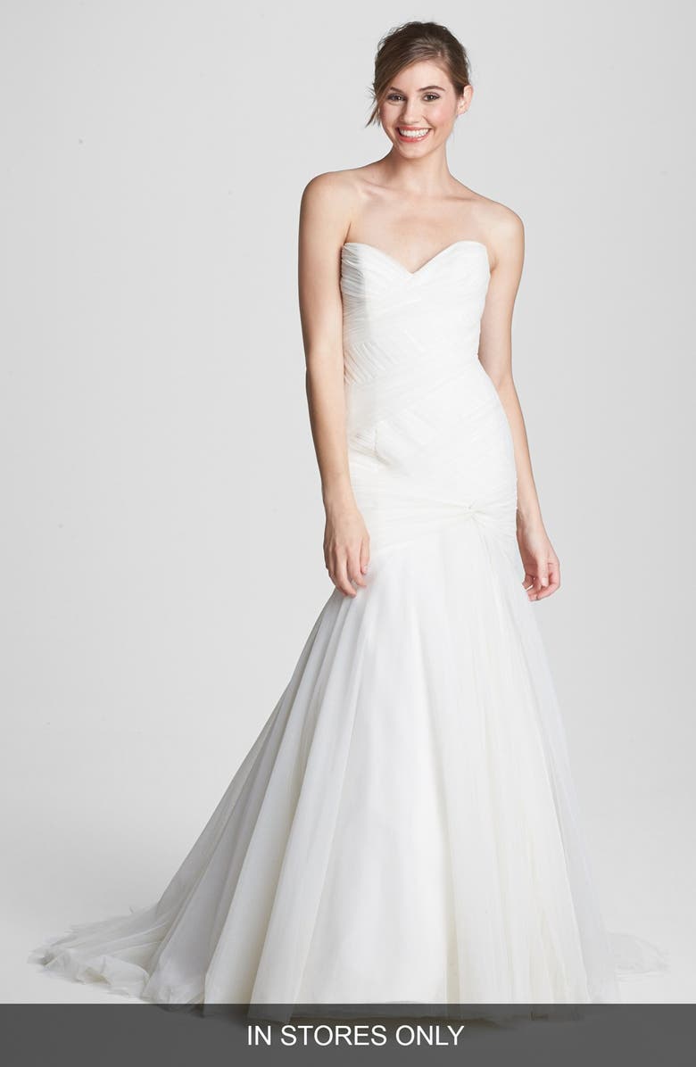 Anne Barge 'Aimee' Ruched Mesh Mermaid Dress, Main, color, 