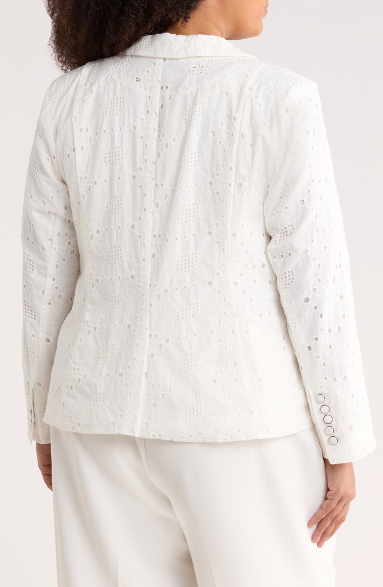 CeCe Eyelet Lace Blazer, Alternate, color, Ultra White