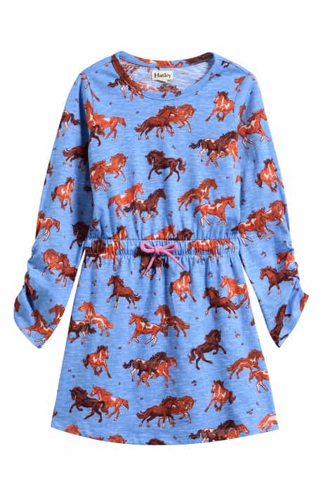 Kids' Tinsel Horses Long Sleeve Cotton Dress