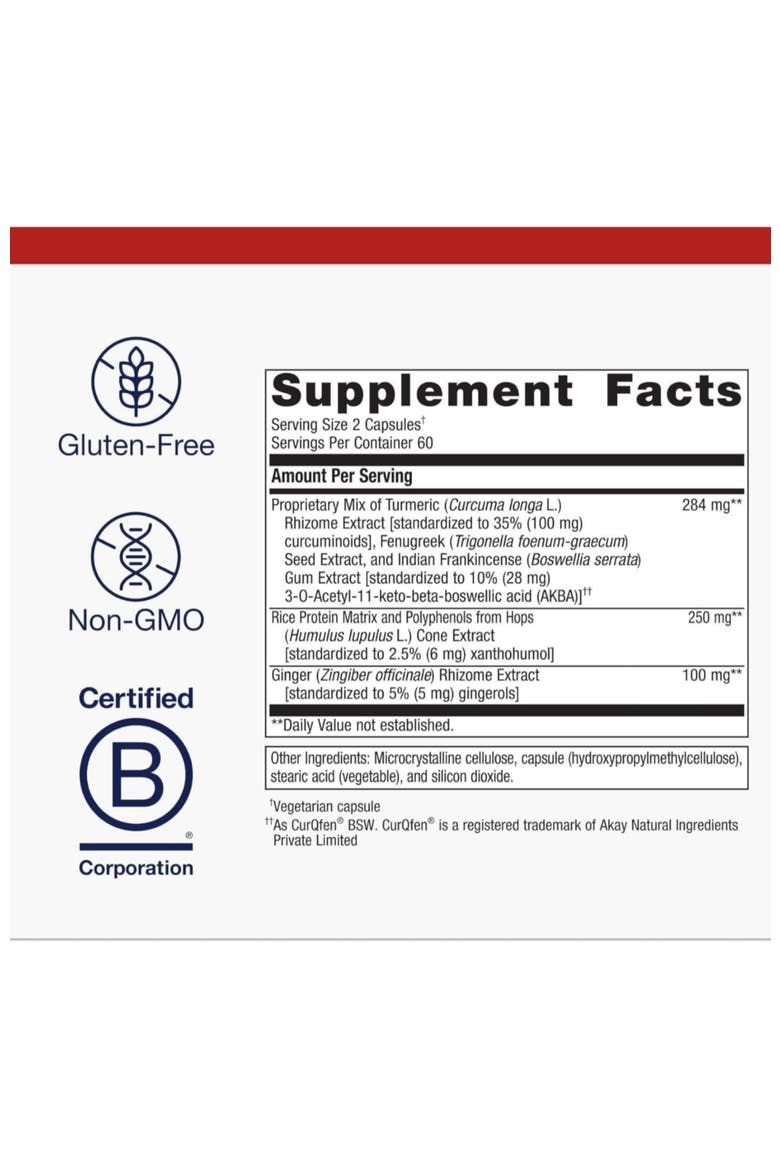 Inflavonoid Intensive Care Curcumin Boswellia Ginger Supplement 120 Capsules, Alternate, color, None