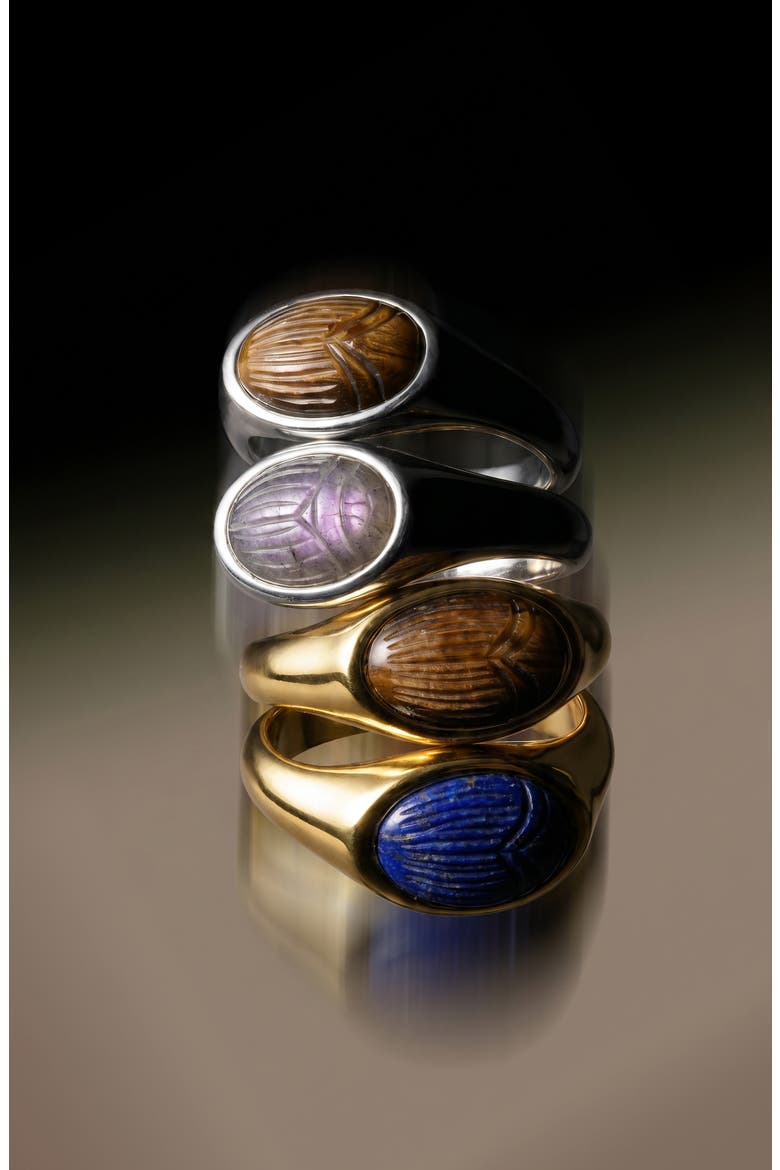 Death Beetle Labradorite Signet Ring, Alternate, color, METALLIC SILVER/ LABARODITE