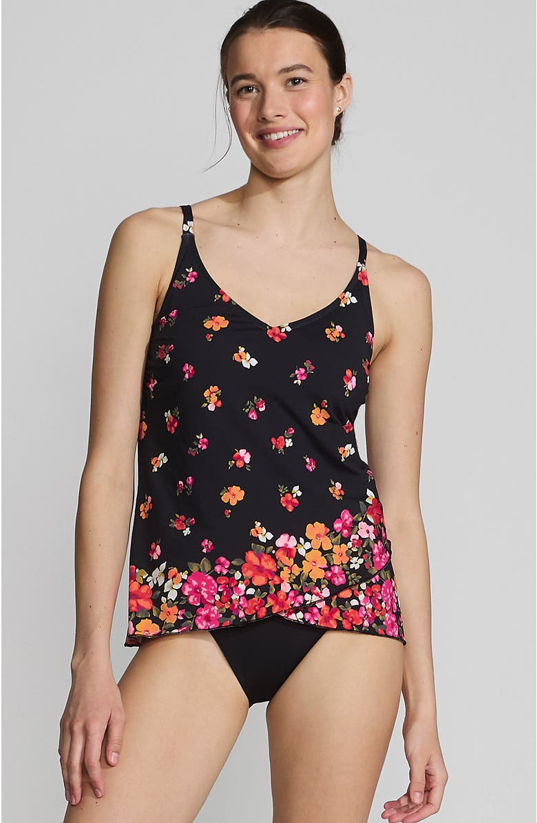 Lands' End Tulip Hem Tankini Top, Main, color, Black