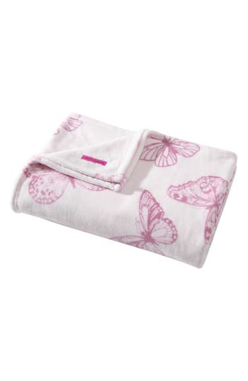 Betsey Johnson Malachite Butterfly Throw Blanket In Pink