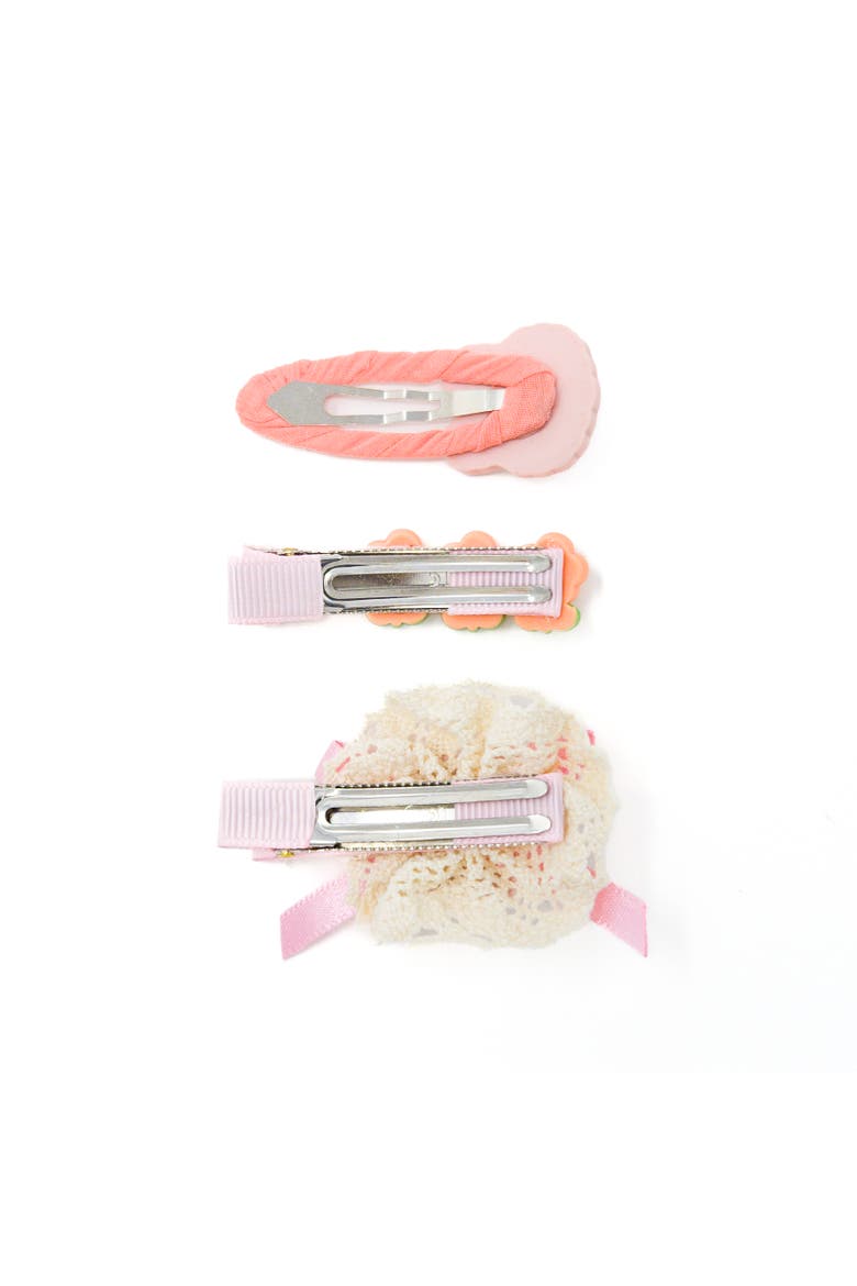 3pc Hair Clip Set - Cookie Bunny Bloom, Alternate, color, Bunny Picnic Bloom -Orange