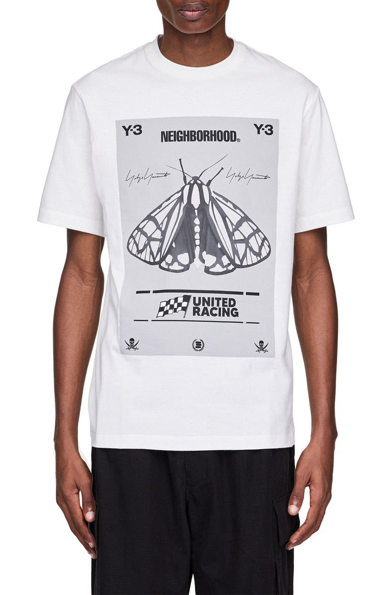 Y-3 x Yohji Yamamoto NBHD GFX Cotton Graphic T-Shirt, Main, color, Core White