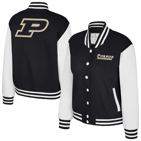 Women's Colosseum Black Purdue Boilermakers French Baguette Full Snap Fleece Jacket