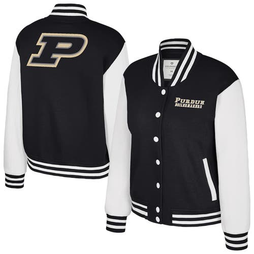 Women's Colosseum Black Purdue Boilermakers French Baguette Full Snap Fleece Jacket at Nordstrom, Size Medium