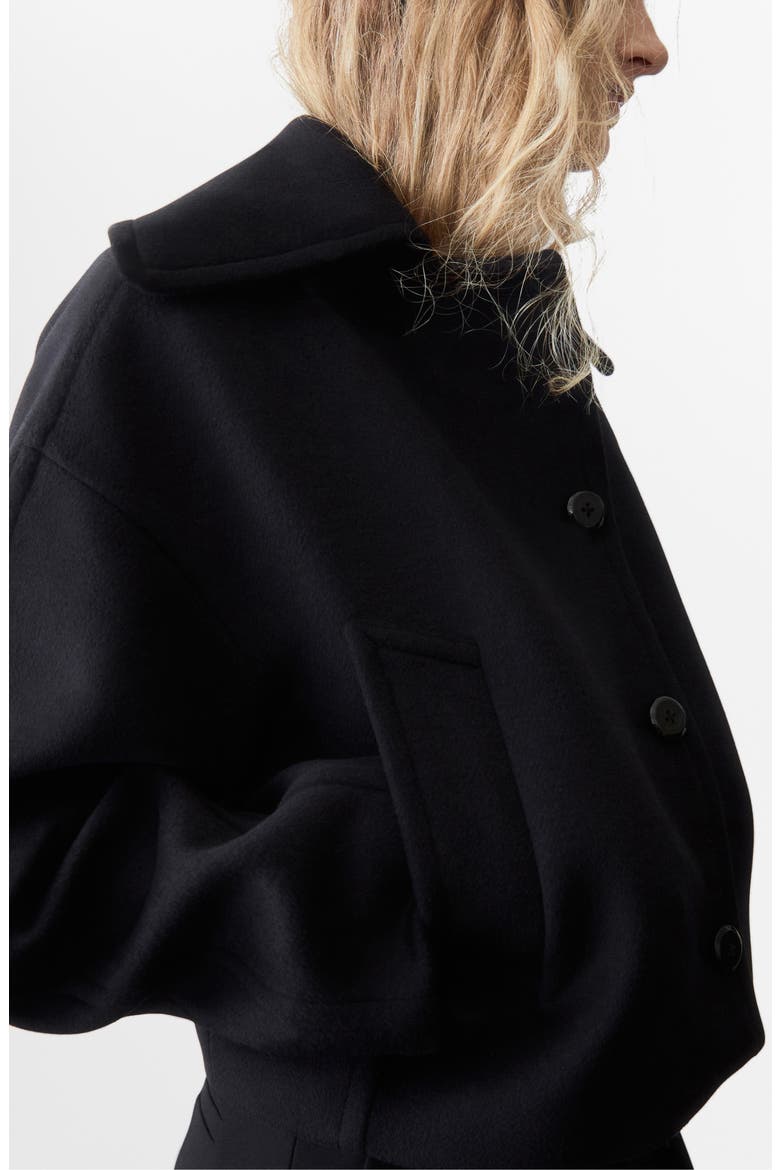 Wool Blend Crop Jacket, Main, color, BLACK
