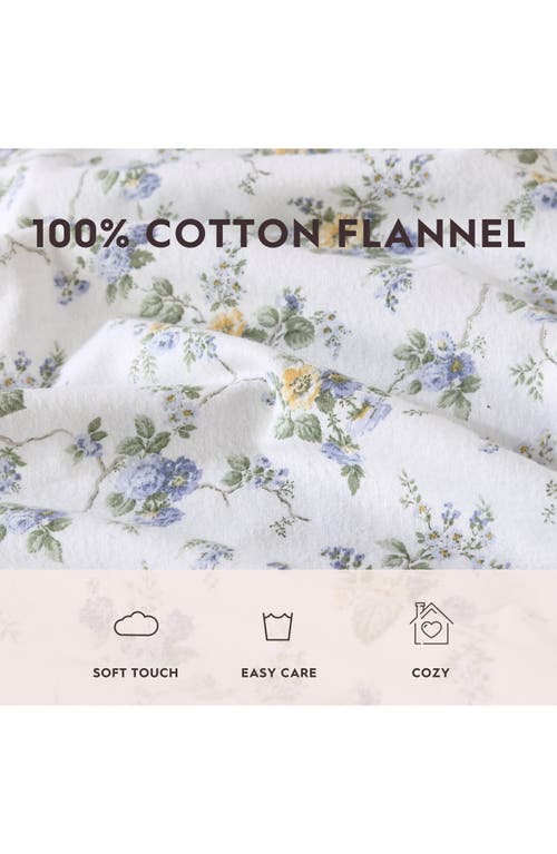 Laura Ashley Le Fleur Cotton Flannel Sheet Set In Light Pastel Blue