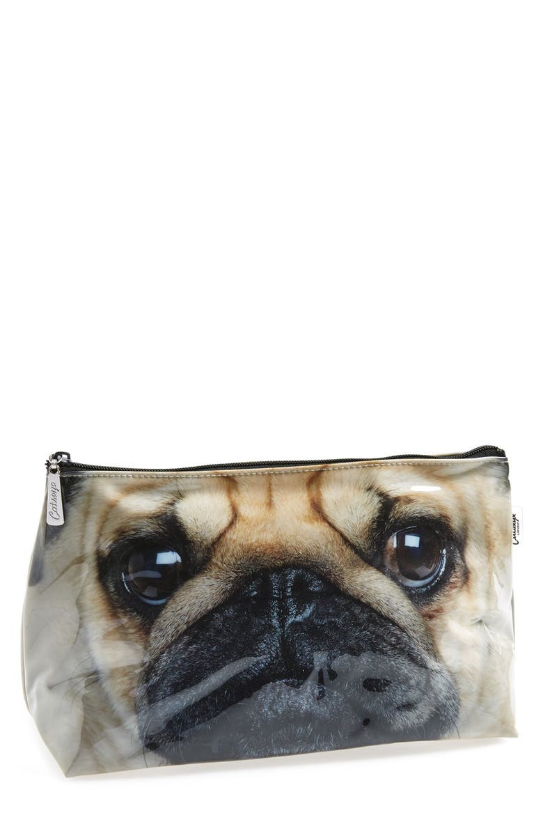 'Pug' Cosmetics Bag, Main, color, PUG