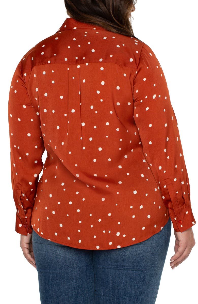 Liverpool Los Angeles Dot Print Sateen Button-Up Shirt, Alternate, color, 