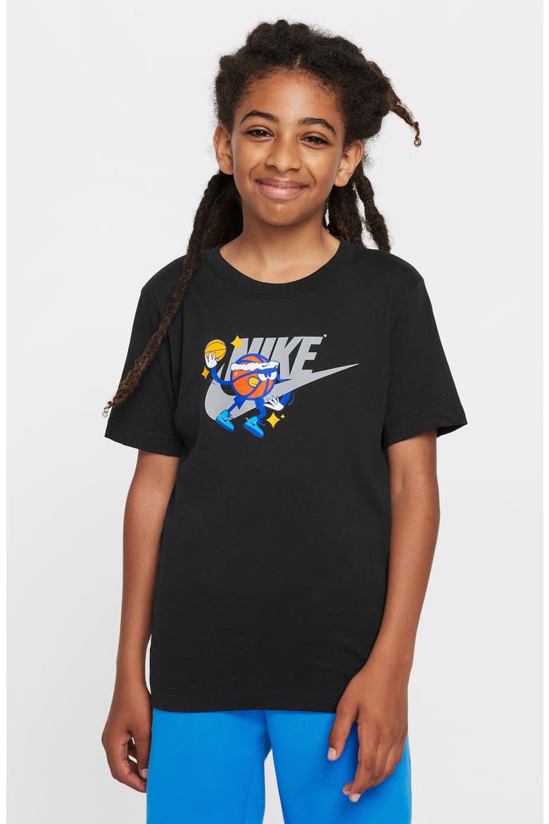 Kids' Sportswear Cotton Graphic T-Shirt, Main, color, 010 BLACK