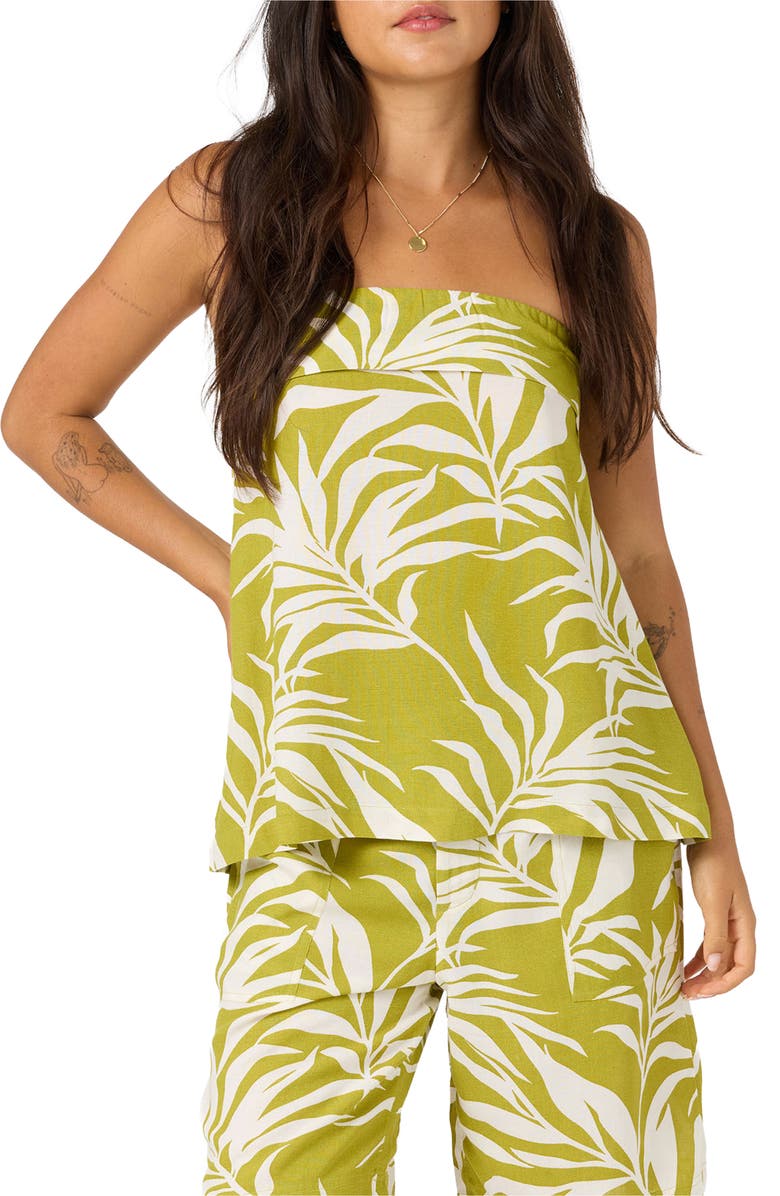 O'Neill Marissa Tropical Print Tube Top, Main, color, Chartreuse