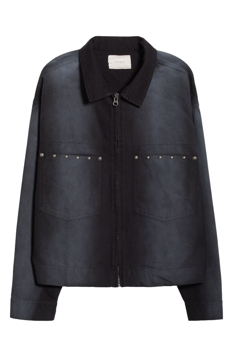 PacSun Bonnie Stud Detail Cotton Jacket, Alternate, color, Black