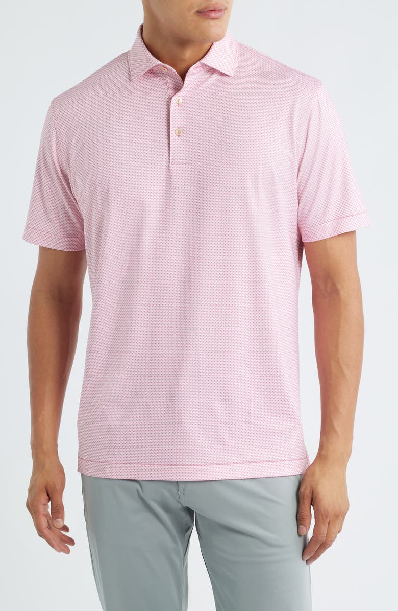 Peter Millar Medina Microprint Performance Jersey Polo, Main, color, Chili Red