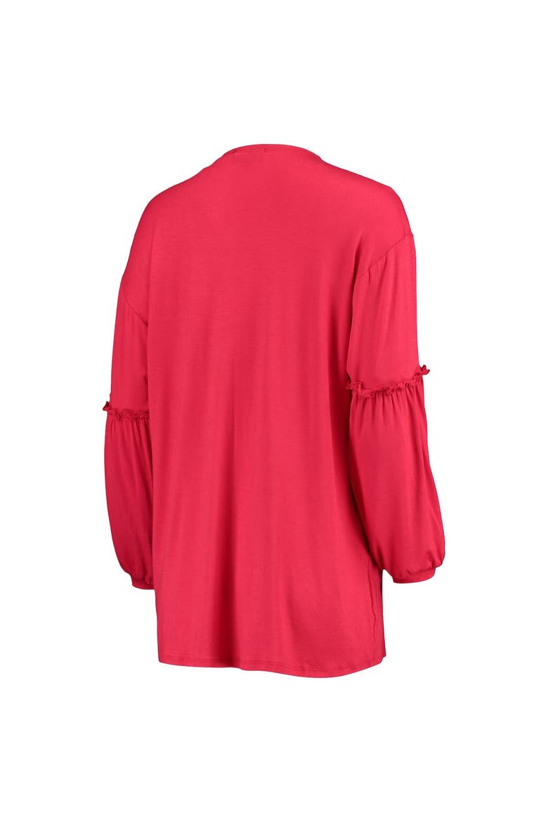 Women's Crimson Oklahoma Sooners Offset Bubble Sleeve Cardigan, Alternate, color, Crimson