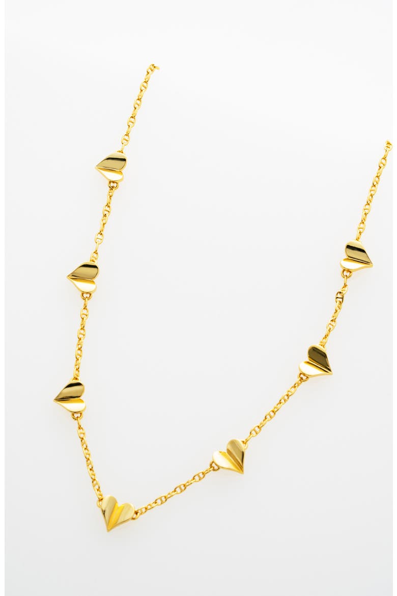 Helena Flutter Heart Station Necklace, Alternate, color, METALLIC GOLD