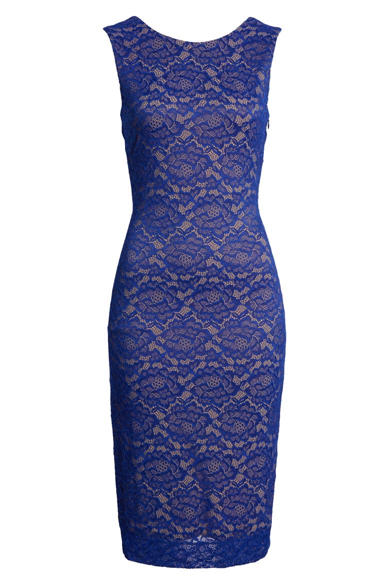 Kendra Embroidered Lace Body-Con Dress, Alternate, color, ELECTRIC BLUE