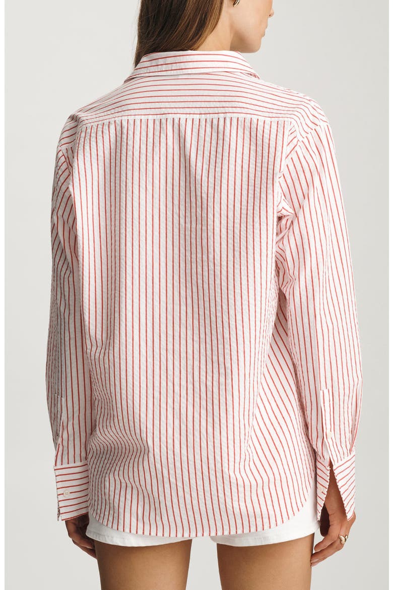 Stripe Relaxed Fit Stretch Cotton Button-Up Shirt, Alternate, color, RED STRIPED