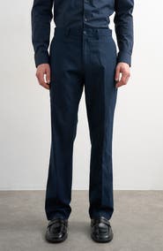 Topman Linen Blend Straight Leg Pants