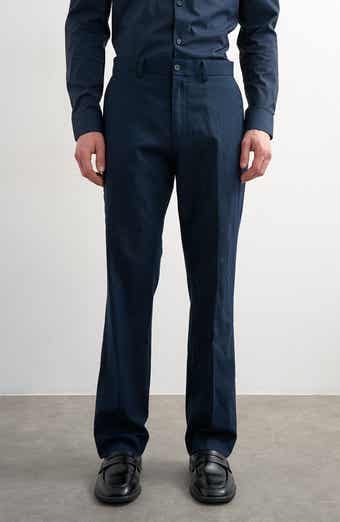 Linen Blend Straight Leg Pants