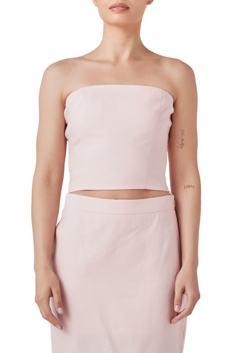 Strapless Linen Top, Main, color, DUSTY PINK