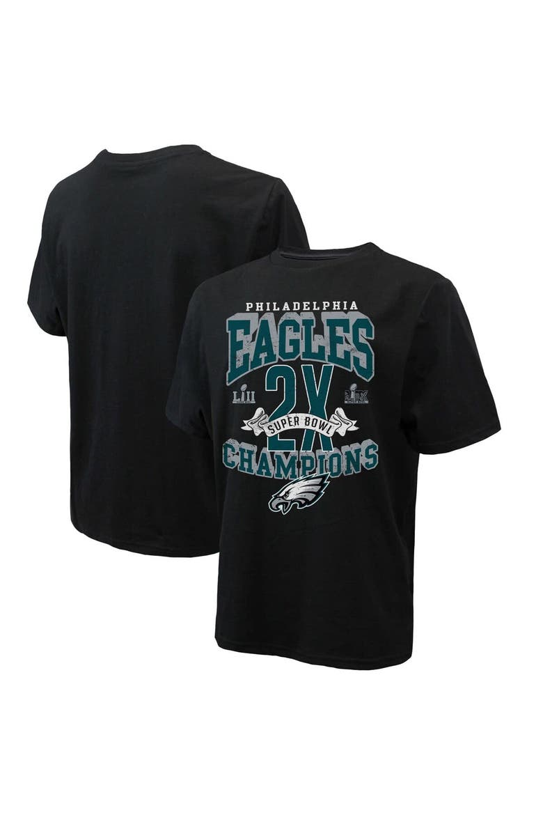 Men's Majestic Threads Black Philadelphia Eagles Two-Time Super Bowl Champions Yard Lines Heavyweight T-Shirt, Main, color, Black