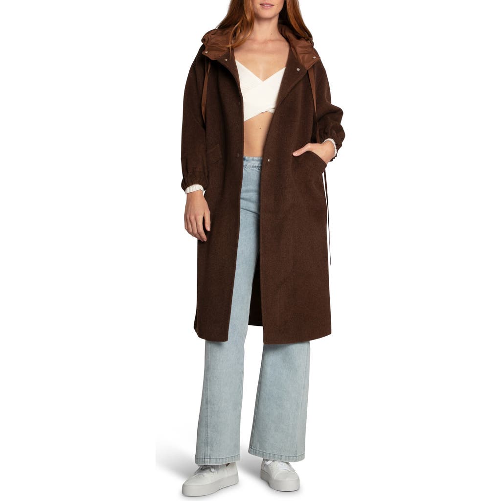 Belle & Bloom Fantasy Land Hooded Wool Blend Coat In Brown